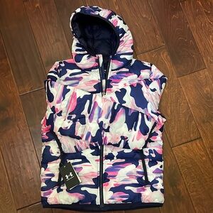 Under Armour Girls' Prime Puffer, purple camo , Lightweight & Water Repellant